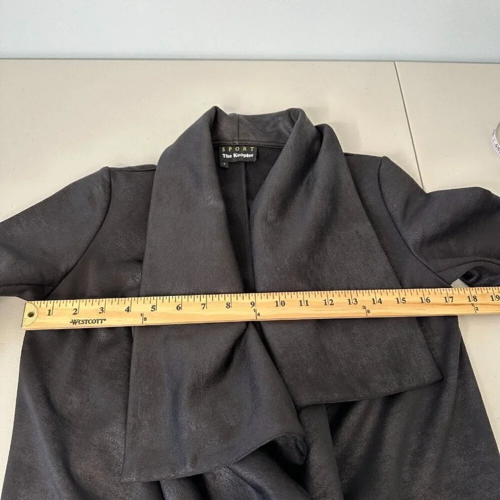 The Kooples Black Drape Jacket Size XS Open Front Faux Suede‎